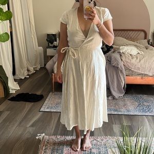 & Other Stories Midi length linen wrap dress